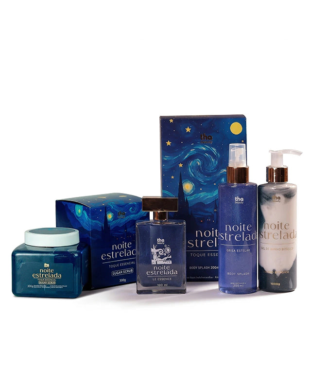 Combo Ritual Noite Estrelada: Esfoliante, Colônia, Hidratante e Body Splash